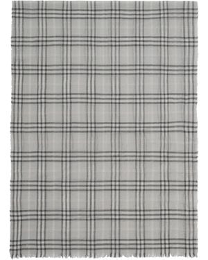 Burberry Wool-Silk Sequin Check Scarf - Grey