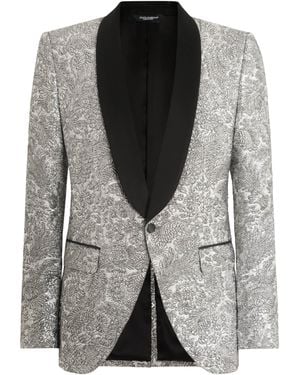 Dolce & Gabbana Floral Lamé Blazer - Black