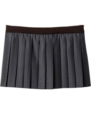 Miu Miu Wool Pleated Mini Skirt - Black