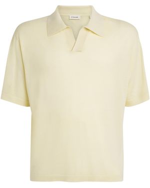 FRAME Merino-Cashmere Short-Sleeve Polo Jumper - White