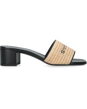 Givenchy Raffia-Leather Monogram Mules - Multicolour