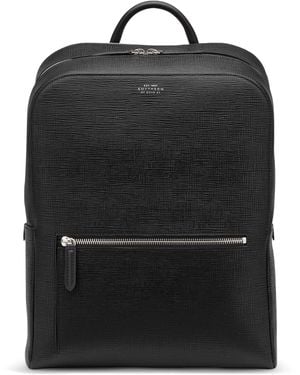 Smythson Grained Leather Panama Backpack - Black