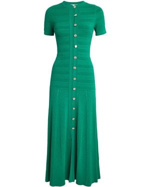 Sandro Knit Button-Down Midi Dress - Green