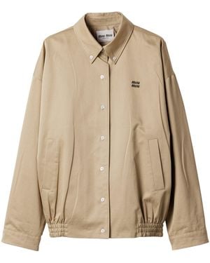 Miu Miu Cotton Chino Blouson Jacket - Natural
