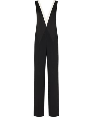 Tom Ford Crepe Satin V-Neck Jumpsuit - Black