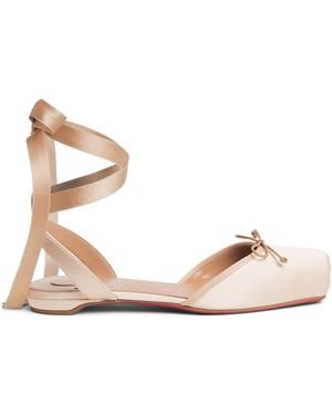 Christian Louboutin Cassia Lace-Up Satin Ballet Flats - Natural