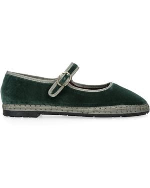 Flabelus Velvet Jay Mary Janes - Green