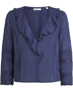 Doen Organic Cotton Lace-Trim Huguette Blouse - Blue
