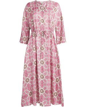 Max Mara Timeo Belted Silk Twill Printed Dress in Blue | Lyst