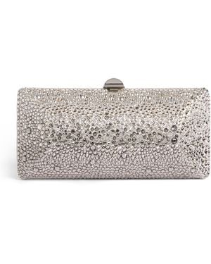 Rodo Satin Crystal-Embellished Clutch Bag - Gray