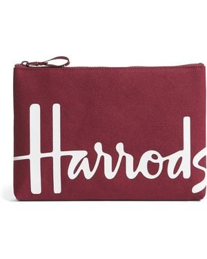 Harrods Medium Cotton Logo Pouch - Red