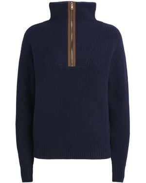 Sandro Wool-Cashmere Half-Zip Sweater - Blue