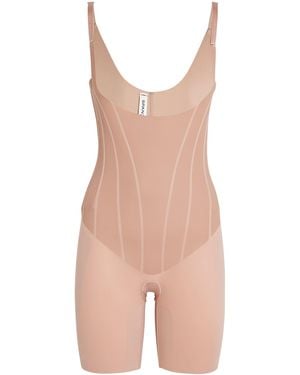 Spanx Supersculpt Totalcontour Open-Bust Mid-Thigh Bodysuit - Pink