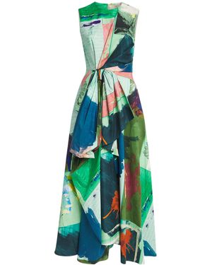 ROKSANDA Cotton Bow-Detail Nura Midi Dress - Green