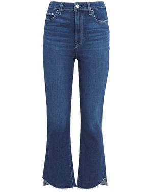 PAIGE Angled-Hem Claudine Flared Jeans - Blue