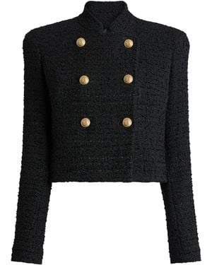 Balmain Tweed Officer Jacket - Black