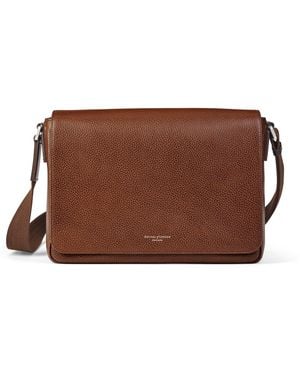 Aspinal of London Leather Reporter Messenger Bag - Brown