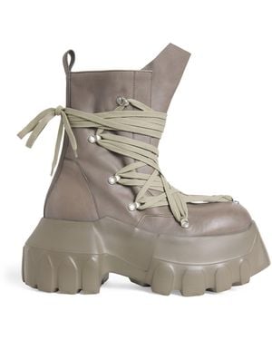 Rick Owens Calfskin Megalace Mega Tractor Lace-Up Boots - Grey