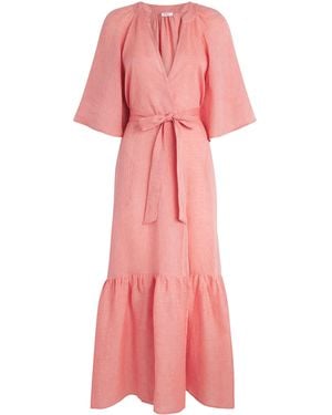 Eres Linen Audacieuse Wrap Midi Dress - Pink