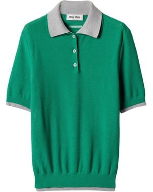 Miu Miu Cotton Layered Polo Shirt - Green