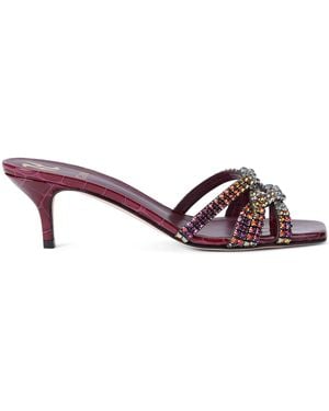 Gina Leather Twyla Heeled Mules 50 - Purple