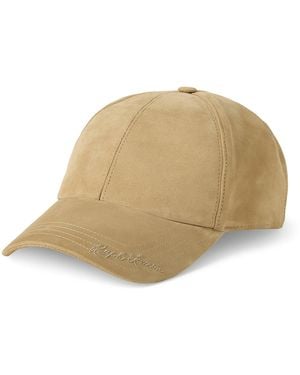 Ralph Lauren Suede Embroidered Baseball Cap - Natural