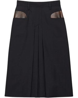 Prada Mohair-Wool Midi Skirt - Black
