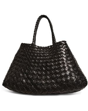 Dragon Diffusion Large Leather Woven Santa Croce Tote Bag - Black