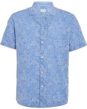 BLUEMINT Cotton-Blend Embroidered Mars Shirt - Blue