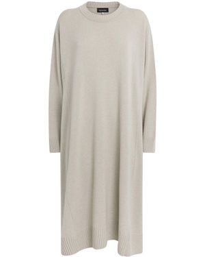 Eskandar Cashmere A-Line Sweater Dress - Gray