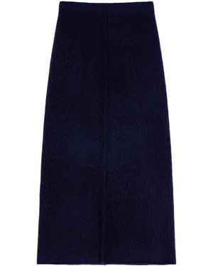 Maje Wool Midi Skirt - Blue