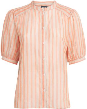 ME+EM Cotton Tie Stripe Blouse - Pink