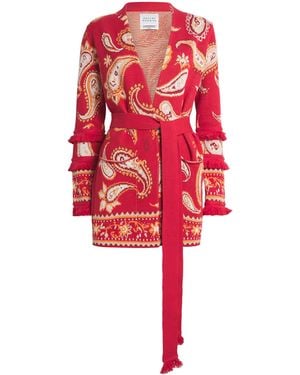 Hayley Menzies Cotton Paisley Jacquard Jude Cardigan - Red