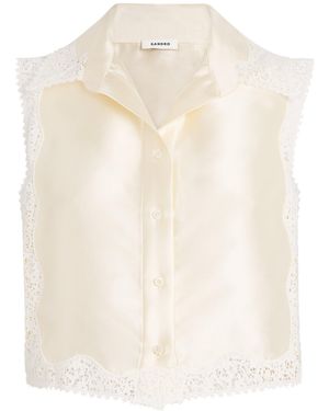 Sandro Lace-Trim Cropped Shirt - White