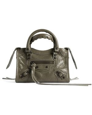 Balenciaga Crinkled Lambskin Nano Le City Top-Handle Bag - Green