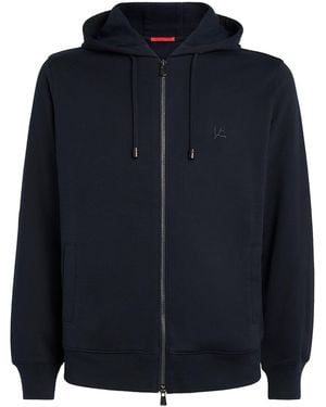 Isaia Logo Zip-Up Hoodie - Blue