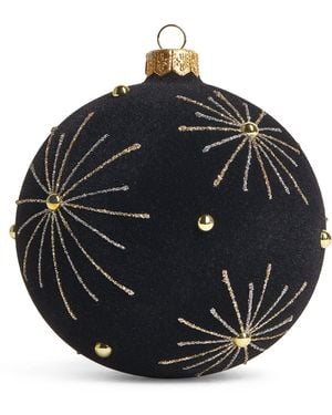 Harrods Velvet Star Bauble - Black