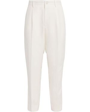 Canali Linen-Silk Straight Suit Pants - White