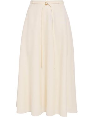 Agnona Virgin Wool A-Line Midi Skirt - White