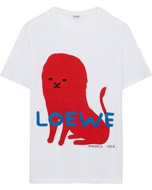 Loewe Cotton-Blend Printed T-Shirt - Red