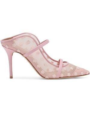 Malone Souliers Mesh Floral Maureen Heeled Mules 85 - Pink