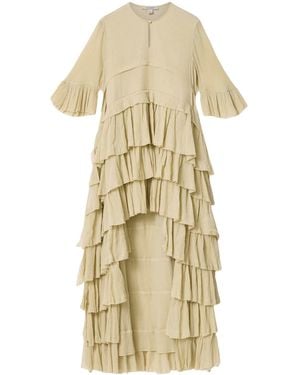 AllSaints Tiered Ruffle Cavalry Midi Dress - Metallic