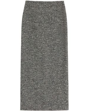 Valentino Wool-Blend Midi Skirt - Gray