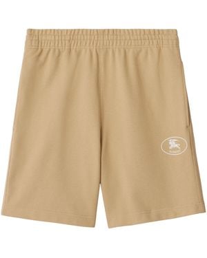 Burberry Cotton Knight Stamp Shorts - Natural