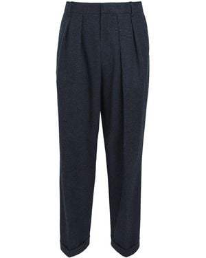 Johnstons of Elgin Wool-Cashmere Check Traquair Trousers - Blue
