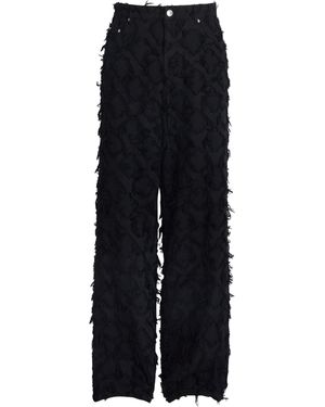 Séfr Fringed Cotton Twill Nikos Jeans - Black
