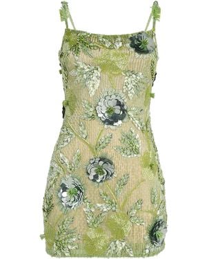Rachel Gilbert Embellished Pierre Mini Dress - Green