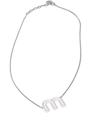 Miu Miu Logo Chain Necklace - Metallic