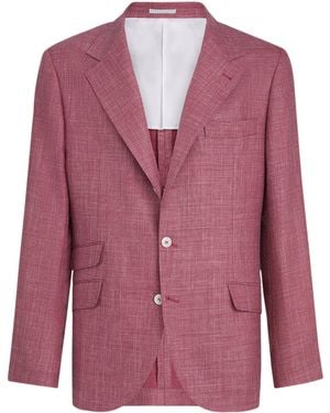 Brunello Cucinelli Wool-Silk-Linen Deconstructed Blazer - Pink