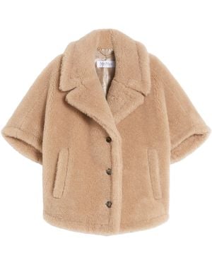 Max Mara Alpaca-Cashmere-Silk Teddy Cape - Natural